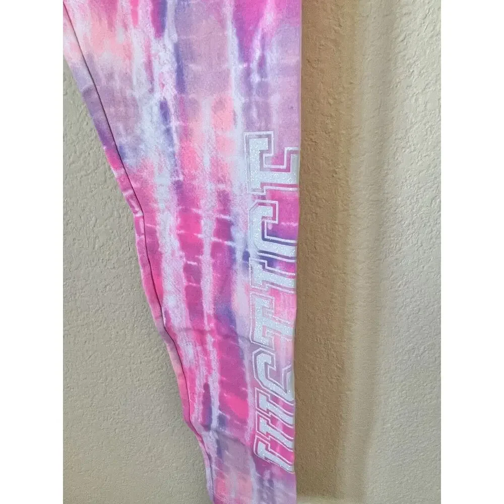 Lot Of 2 Justice Tie Dye Sparkle Logo High Waist Full Length Leggings Size 12